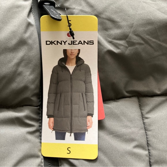 DKNY Womens Hooded Parka Puffer Jacket Small Grey NWT - Picture 2 of 15